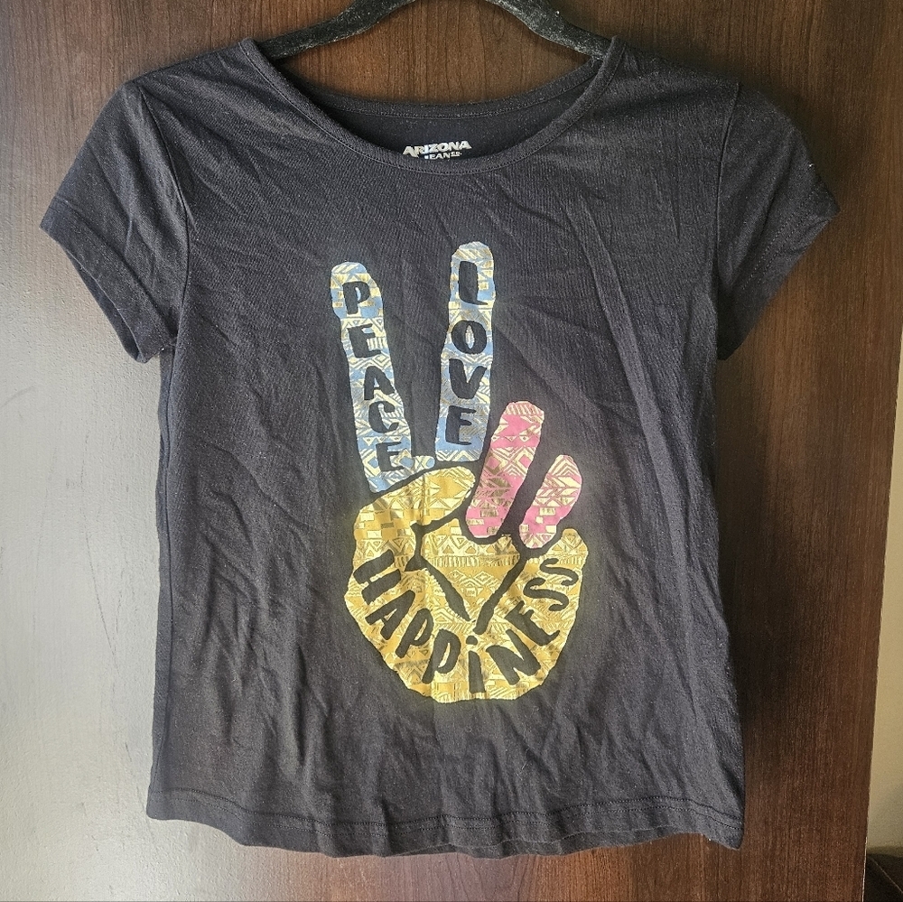 Arizona Jean Company Kids Black Tee with Peace Graphic